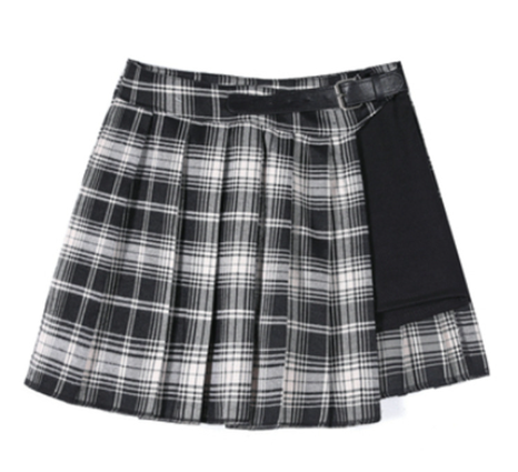 Gothic Punk High Waist Pleated Skirt with Shorts (One)