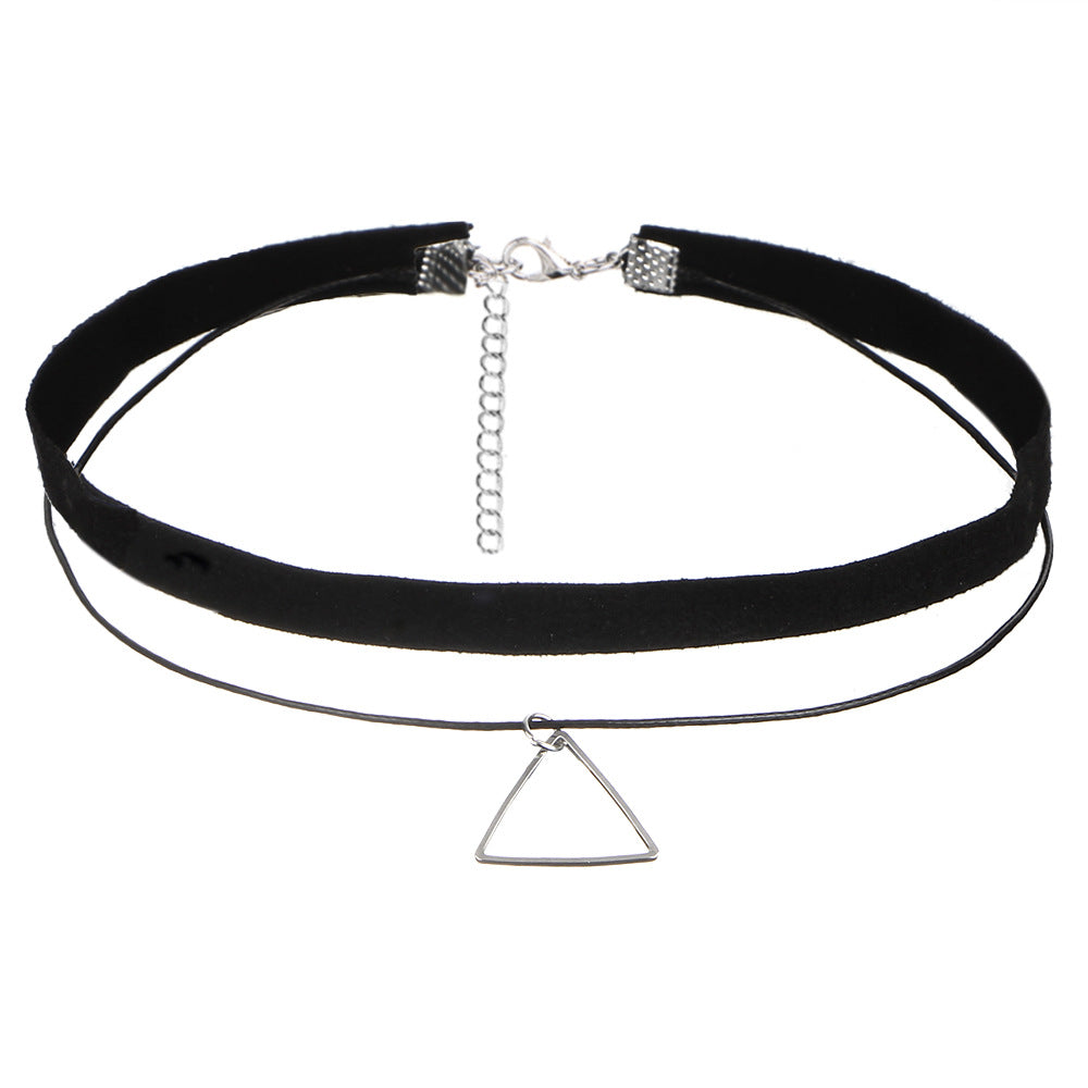 Gothic Minimalist Choker Necklace Set with Lace