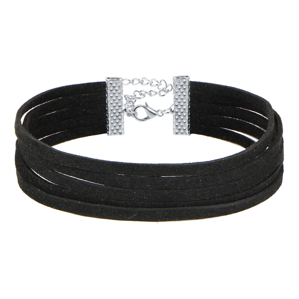 Gothic Minimalist Choker Necklace Set with Lace