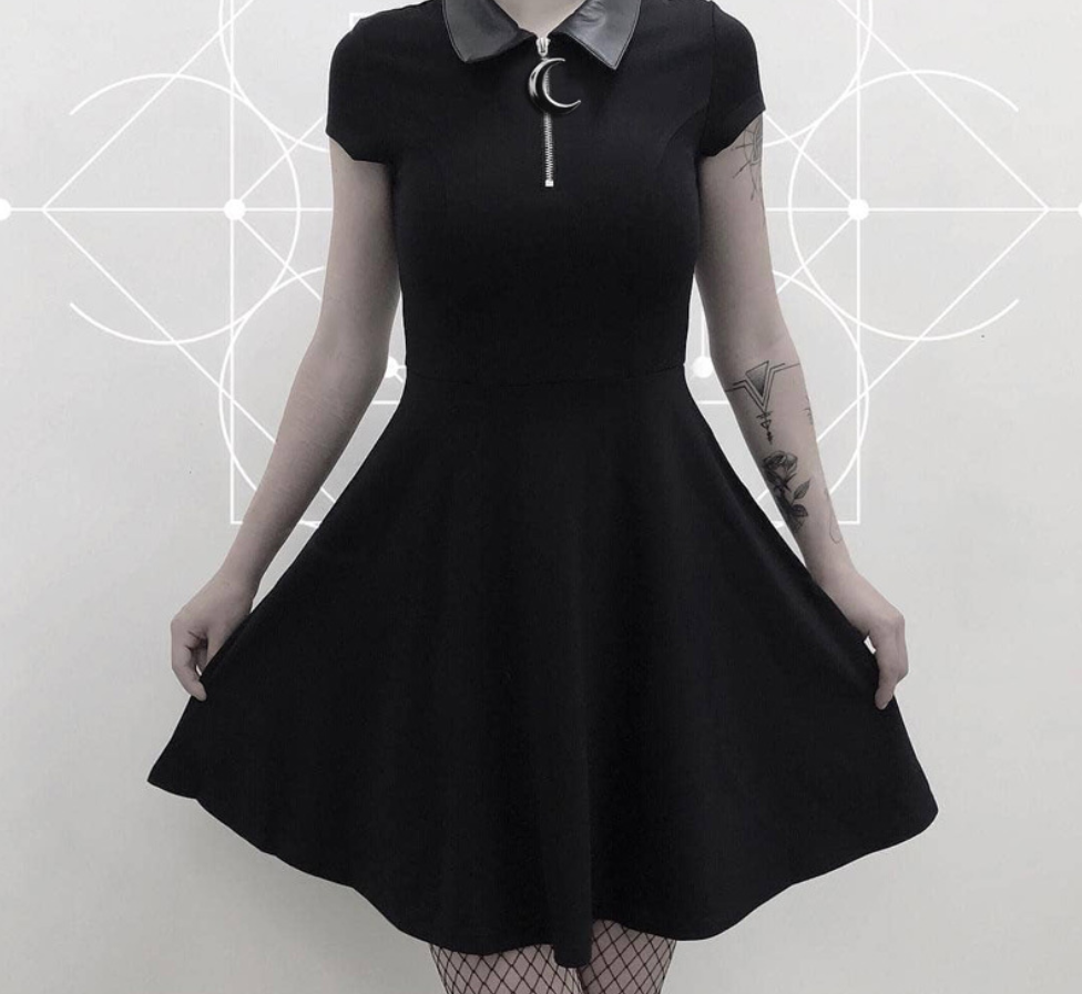 Gothic Vintage Style Shirt Collar Mini Dress 82304