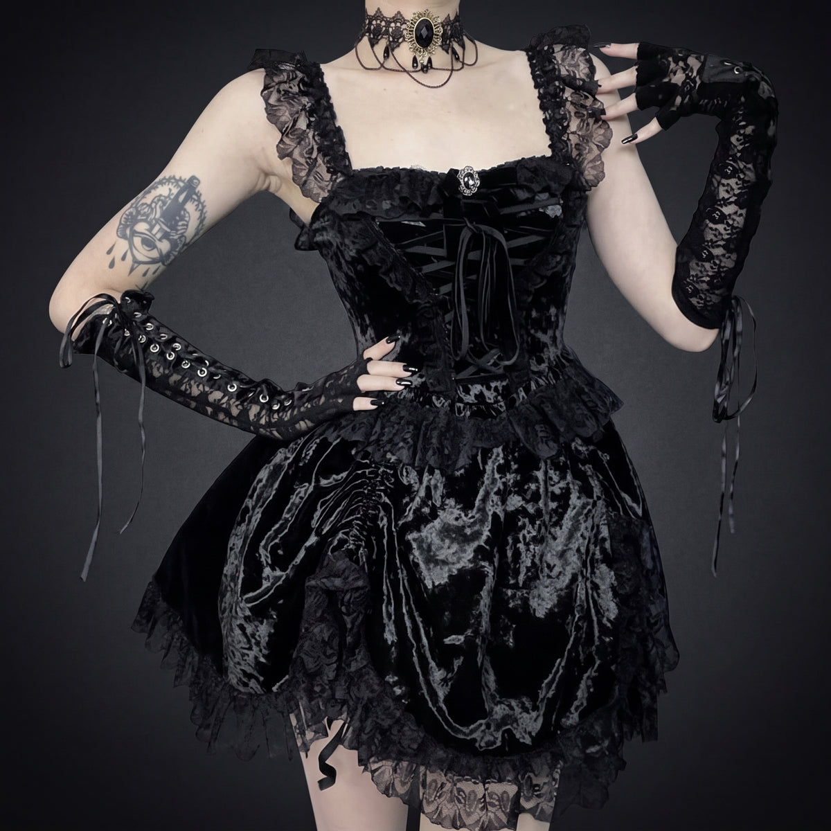 Dark Gothic Off-Shoulder Dress