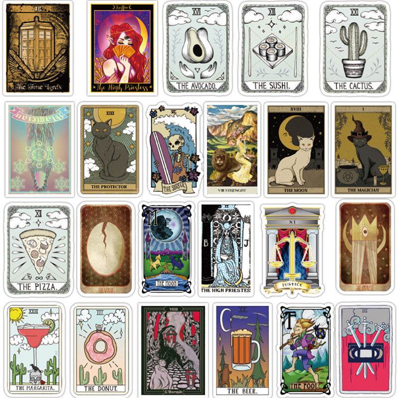 50 Tarot Card Waterproof Stickers for Various Uses