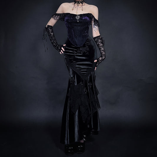 Elegant Slim-fit Dark Goth Fishtail Dress for Women
