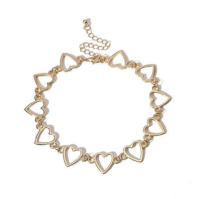 Gothic Metal Hollow Heart Necklace for Women
