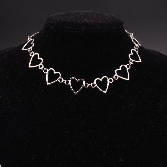 Gothic Metal Hollow Heart Necklace for Women