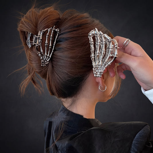 Gothic Punk Metal Hair Clips with Skull and Spider Design