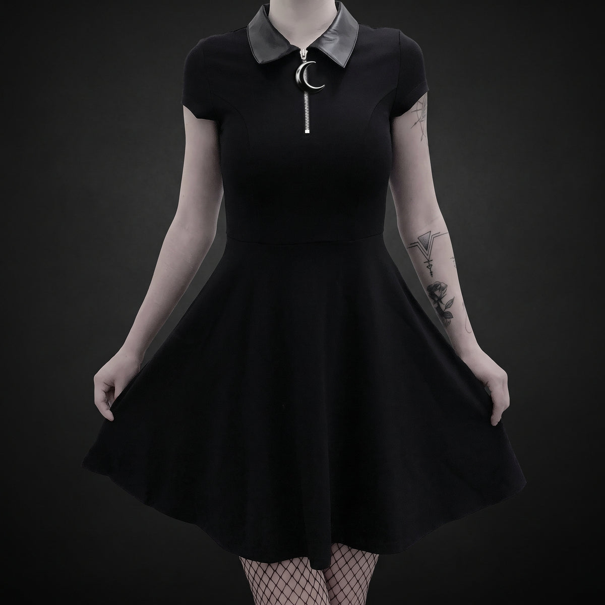 Gothic Vintage Style Shirt Collar Mini Dress 82304
