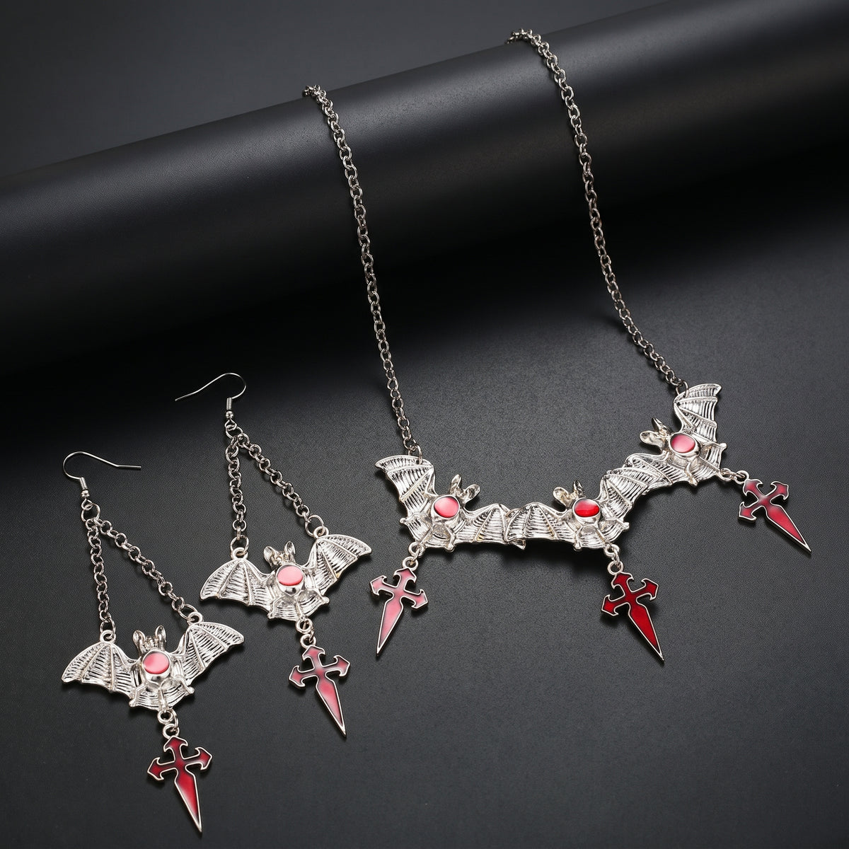 Vampire Bat Necklace & Earring Set