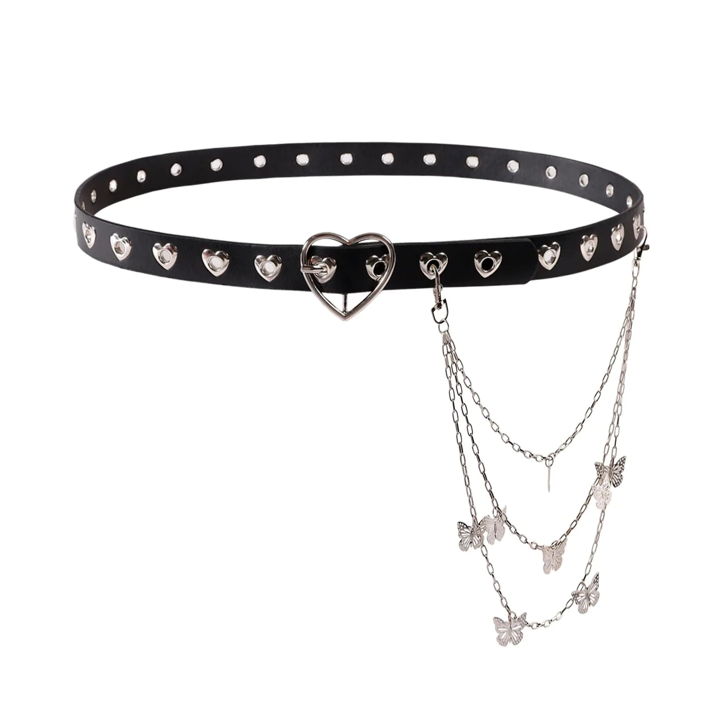 Heart Lock Chain Belt With Butterfly Charms