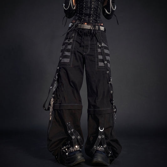 Chain Strap Wide Leg Denim Jeans