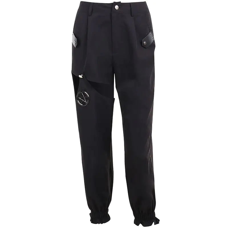 Pentagram Cutout Cargo Track Pants