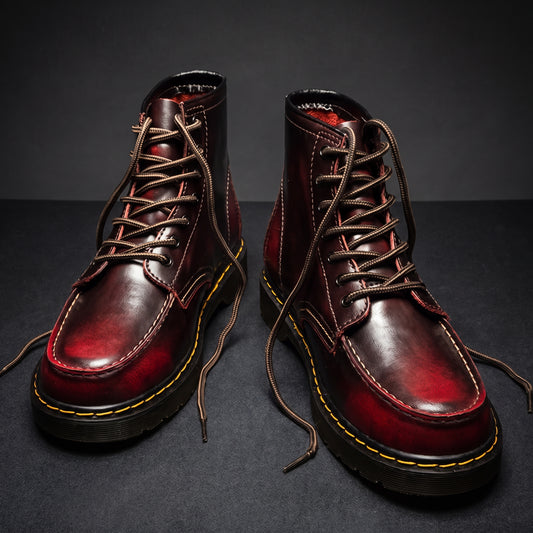 Men's High-Top Cowhide Martin Trendy Tooling Boots