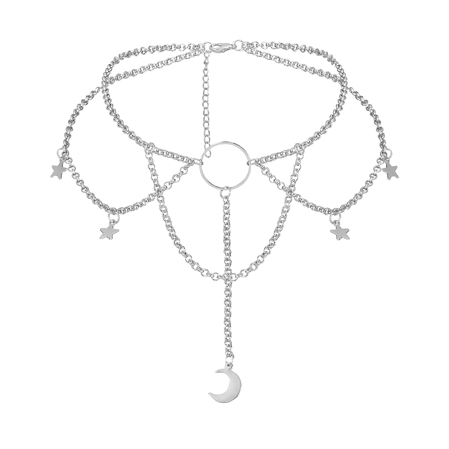Celestial Chain Choker with Moon Pendant