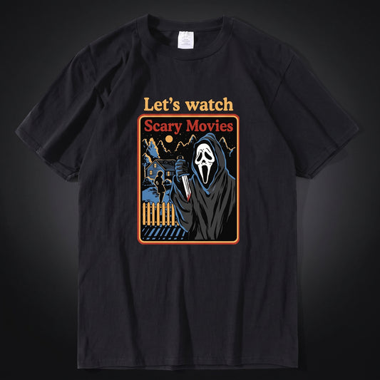 Vintage Horror Movie Screams T-Shirt for Men, Cotton Tee