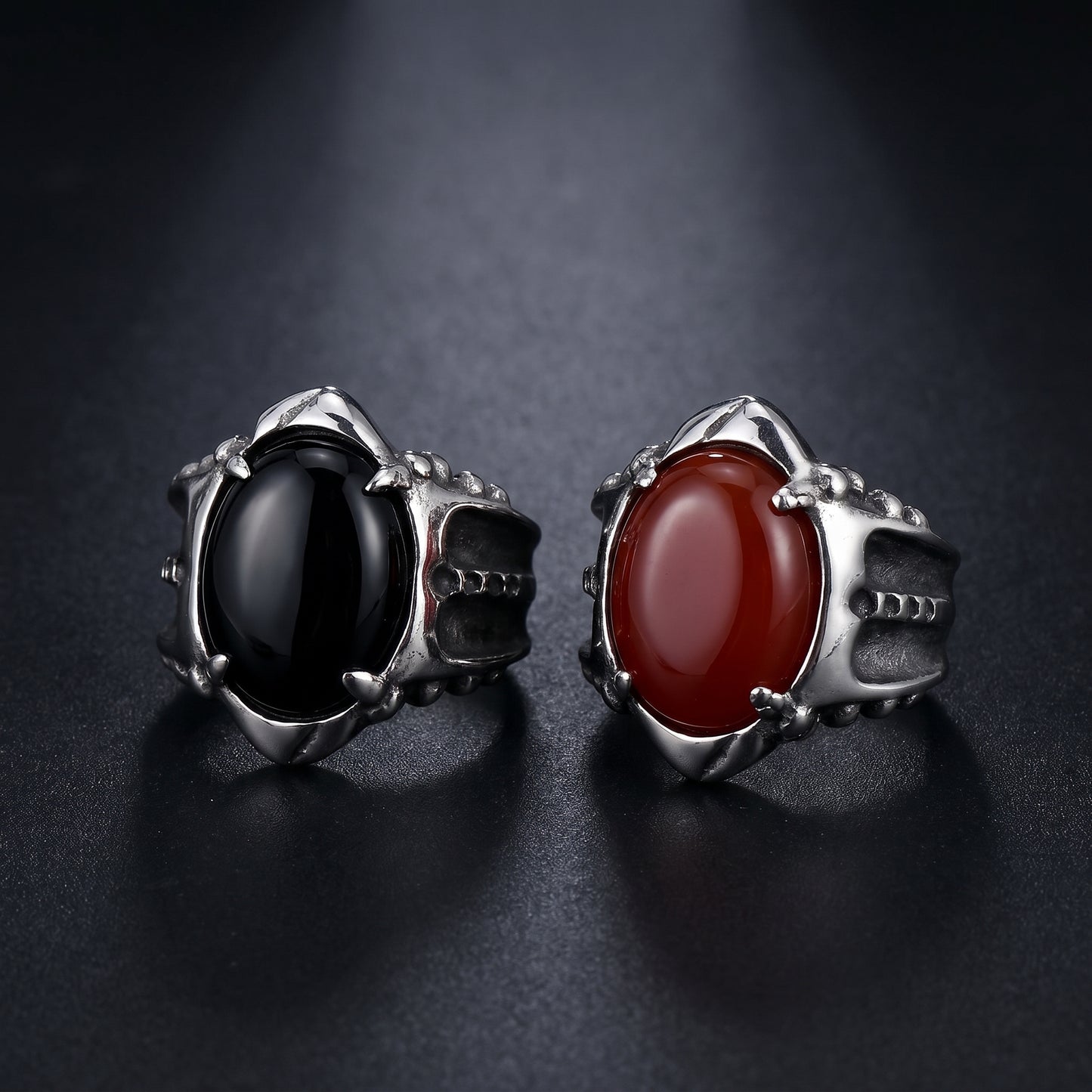 Vintage Punk Goth Men's Ring with Gemstone Titanium Steel