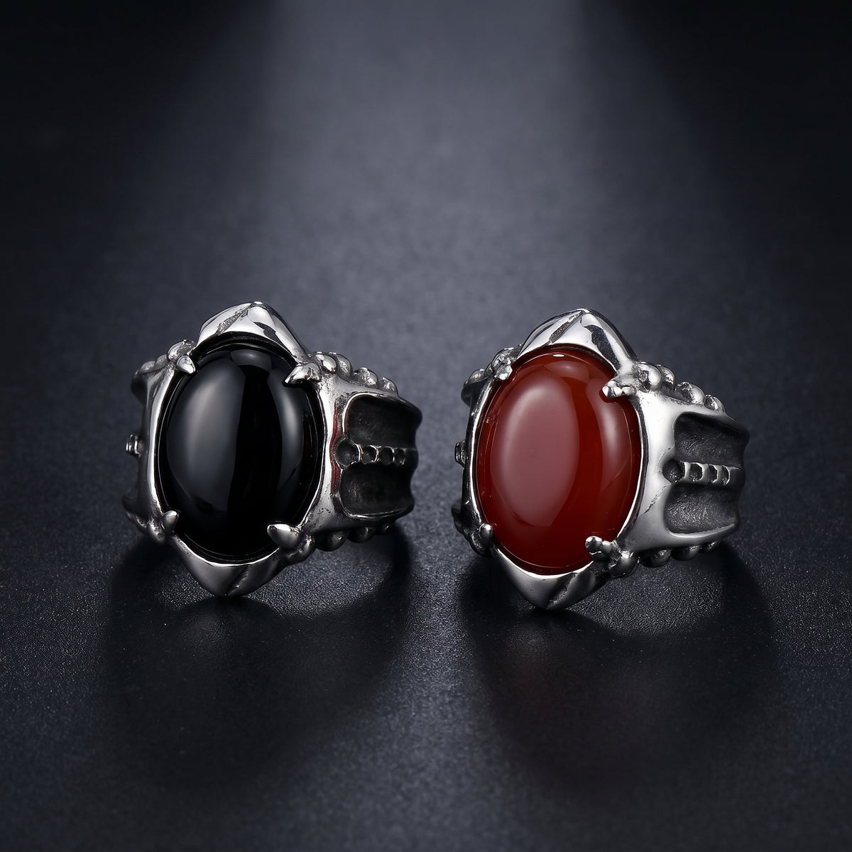 Vintage Punk Goth Men's Ring with Gemstone Titanium Steel