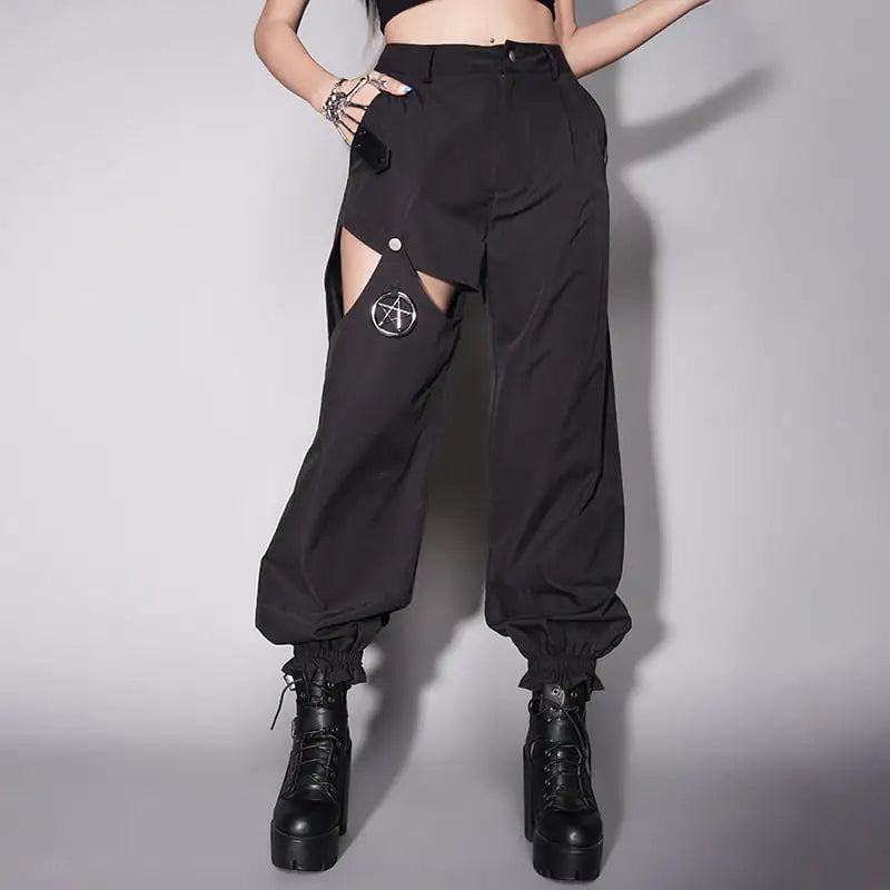 Pentagram Cutout Cargo Track Pants
